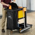 Lavex Premium 3-Shelf Janitor Cart Kit with Black Zippered Bag Lid and Single Lock Box 274JC3PZ1LBKKT